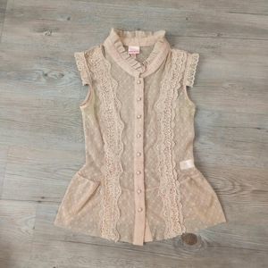 Y2K Xhilaration Sheer Floral Morikei Blouse